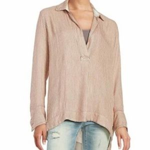Free People Striped Split V Neck